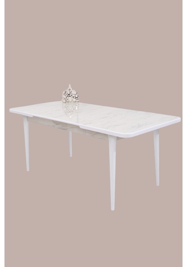 Duru Mdf Lak Panel Açılır Yemek Mutfak Masası 90x160 Beyaz