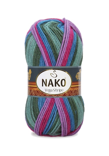 5 Adet Vega Stripe Premium Akrilik El Örgü İpi Yünü No: 82408 RYL-NWNKVS82408-5
