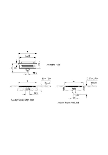 VitrA 59980476000 Eco-Flow V-Flow Dk100 40 Cm Duş Kanalı,Mat Krom Yandan Diğer