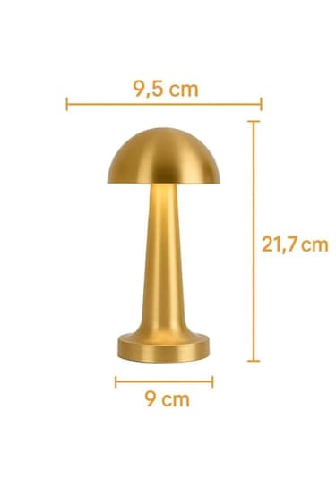 Mantar Masa Lambası Gold Şarjlı Dokunmatik 3 Renk Ayarlanabilir