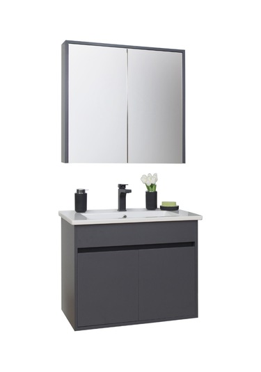 Sözcan Mobilya Dicle Tk. Asma Alt + Üst + Lavabo Antrasit 65 CM