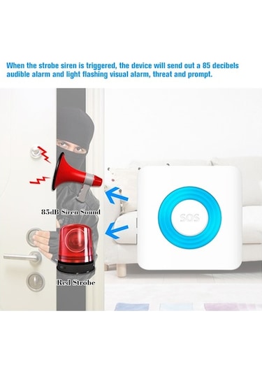 Supermarket1 Etiger Es-s6a 433mhz İç Mekan Stroboskop Alarm Sireni 85db 18650 Dahili Pil