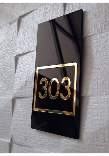 Glossy Black Serisi Full Frame Kapı Numarası