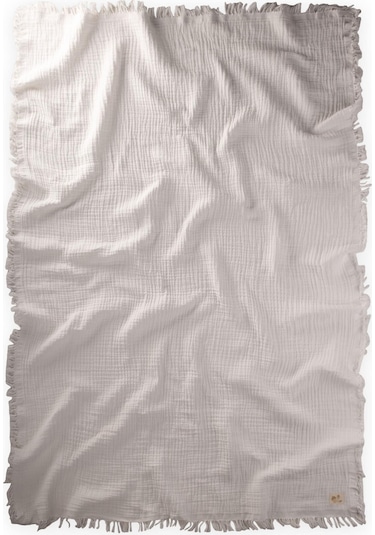 Cigit Dört Kat Püsküllü Battaniye 80x120 Cm Ekru Ekru