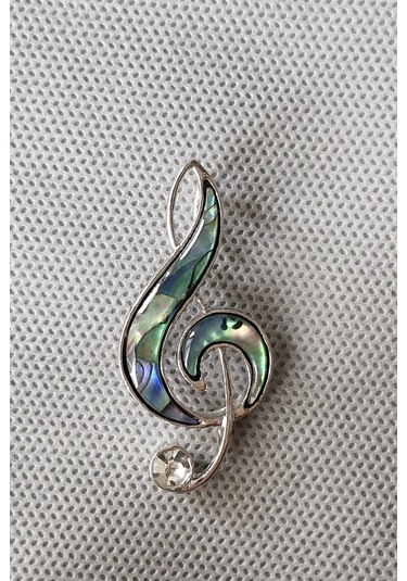 Abalon Shell Sol Anahtarı Sedef Broş Br10-1 Çok Renkli