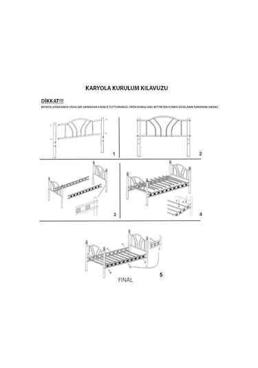 Argimo Bella Çift Kişilik Ferforje Metal Karyola Beyaz 180 x 200