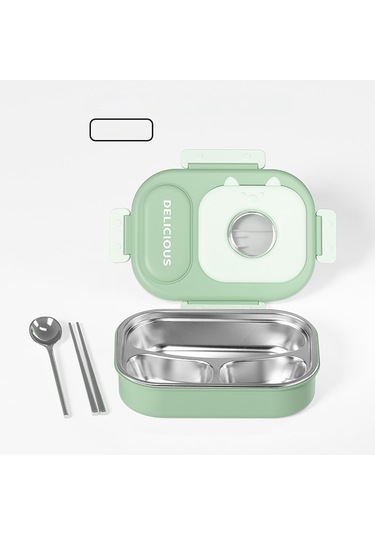 316 Paslanmaz Çelik Yalıtımlı Öğle Yemeği Kutusu Kullanışlı Öğle Yemeği Kutusu Üç Bölmeli Yeşil