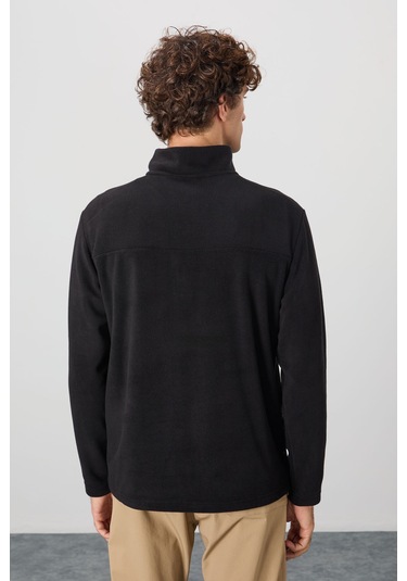 Tommy Life River Siyah Dik Yaka Erkek Polar Sweatshirt - 88310 Siyah