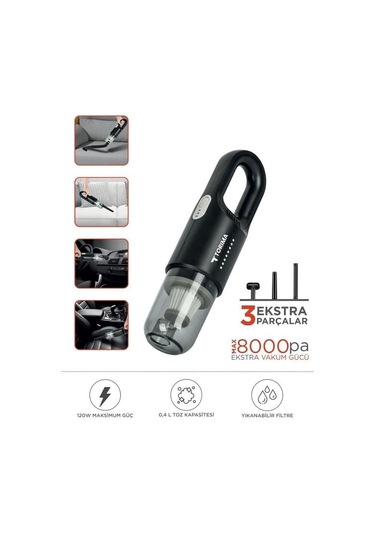 Şarjlı Araç El Süpürgesi El Siyah A031s