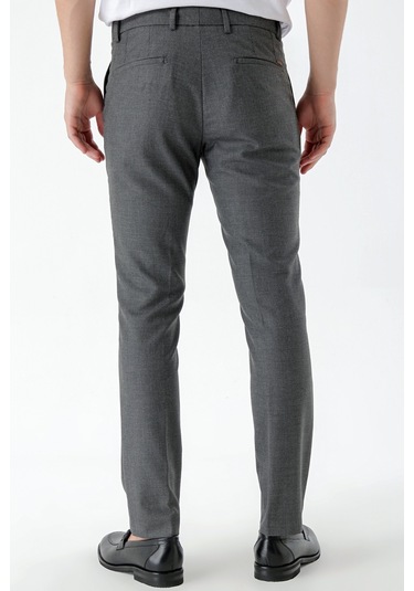 Morven Erkek Siyah Beard Desenli Slim Fit Classic Pantolon Siyah
