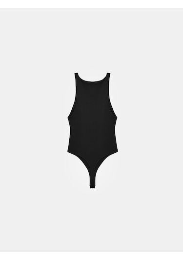 Dilvin 32836 Halter Yaka Bodysuit-siyah