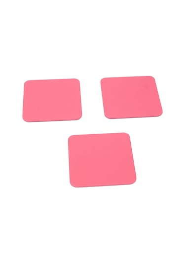 Pembe Deri Bardak Altlığı Kare 3 Adet Pembe