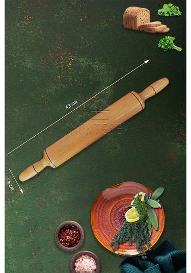 Zümrüt Serisi Ahşap Hamur Açma Oklavası Merdane Börek Seti 6 Lı