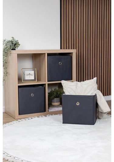 Dolap Içi Çamaşır Oyuncak Düzenleyici Kapaksız Saklama Kutusu Organizer 30x30x30 Cm 1 Adet Gri-beyaz