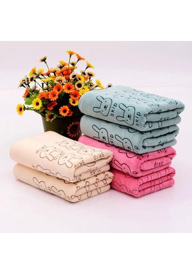 Emici Mikrofiber Havlu Banyo Kurutma Bezi Sevimli Tavşan El Yüz Havlusu Sarı