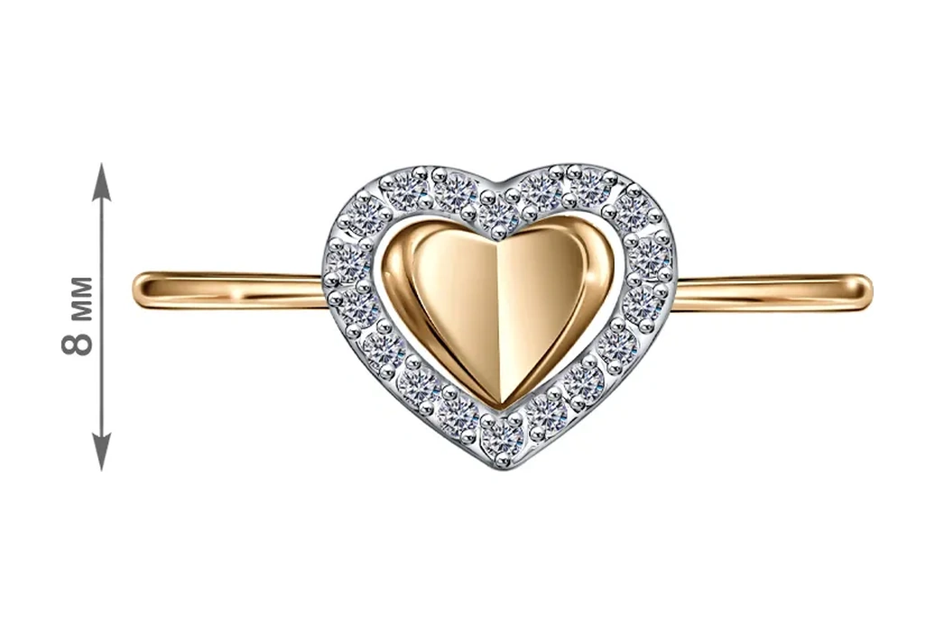 Veronika Jewelry Factory 925 Ayar Gümüş Kalp Şeklinde Zirkon Taşlı Yüzük. 449076189 Altın