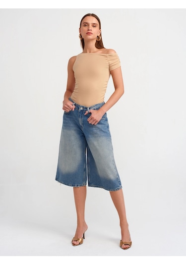 Ollacollection Büzgülü Asimetrik Bluz-bej