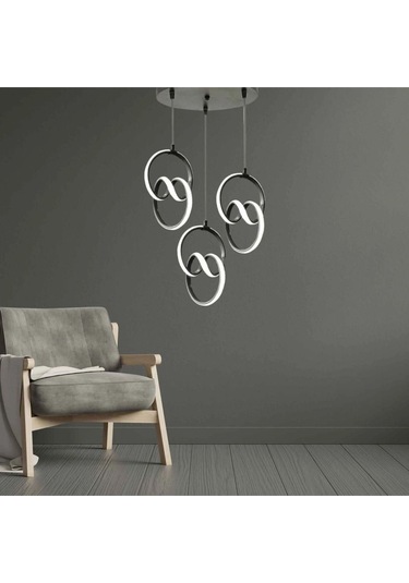 Venezia Model Siyah Renk Estetik Dekoratif Salon Mutfak Yatak Odası Hol Antre Üçlü Sarkıt Avize Siyah