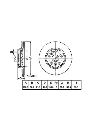 Mga 50190 Fren Diski Ön Kangoo Iı 08- / Cıtan W415 12- Havalı 280