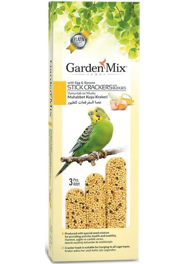 Gardenmix Platin Muzlu Yumurtalı Muhabbet Kuş Krakeri 3'lü