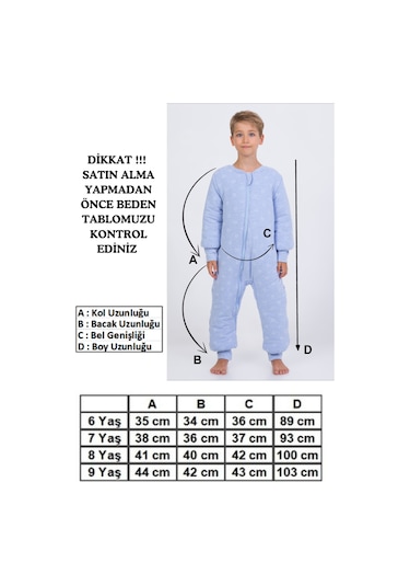 Erkek Çocuk Kalın Elyaf Dolgulu Premium Kalite 2.5 Tog Desenli Uyku Tulumu-mavi-beyaz Beyaz - Mavi