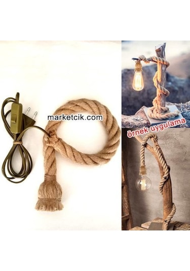 Ağaç Dalı Lambader Yapımı Için E27 Siyah Duylu 2Cm Jut Hasır (550772106)
