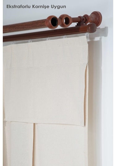 Naturel Fırfırlı Perde Farbalı Vintage Çift Kanat Krem Krem