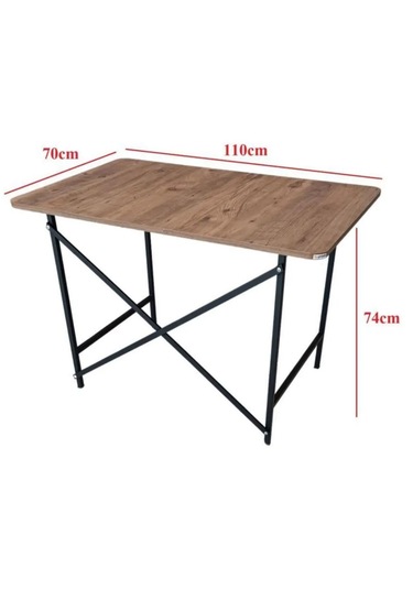 Orlando Metal Ayaklı Çalışma Ofis Bilgisayar Masası Ahşap Masa Kahverengi