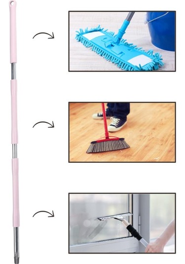 Tüm Vidalı Fırça ve Temizlik Gereçleriyle Uyumlu Mop Sapı 3 Parçalı Ayrılabilir
