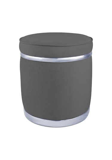 Zerafet Silver Kaplama Luxery Puf- Gri Babyface Kumaş Pofuduk Oturma Pufu&makyaj Pufu&bench