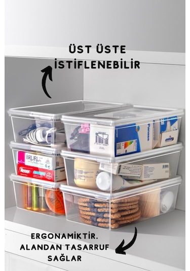 Nandy Home Kendinden Kapaklı Derin Dondurucuya Uygun Saklama Kabı 10 Adet 1 L Beyaz