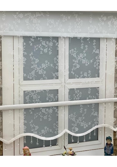 Küçük Çiçekli Çiftli Tül Stor Perde