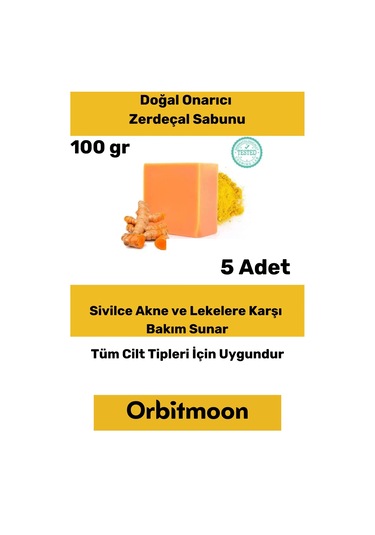 Özel Üretim Doğal El Yüz Saç Vücut Güzel Koku Leke Karşıtı Orijinal Zerdeçal Ekstraktı Sabunu 5 Adet