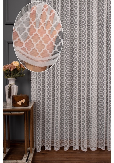 Geometrik Desen Örme Tül Perde 1133