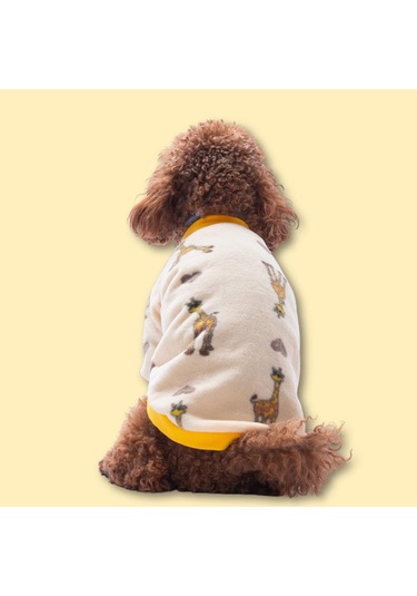 Züzü Polar Sweat Zürafa Desenli Kedi Köpek Sweati Kedi Köpek Kıyafeti Köpek Poları Sıcak Tutan Sweat