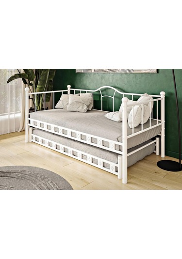 Reyo Kamelya Yavrulu Daybed Sedir Karyola Beyaz 90x190