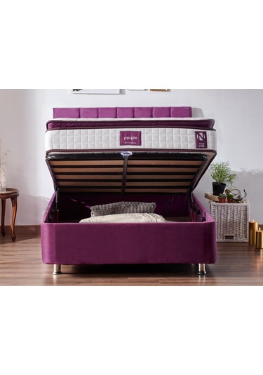 Nironyatak Niron Purple Baza Ve Başlık Seti 120X200 Cm Tek Kişilik Sandıklı