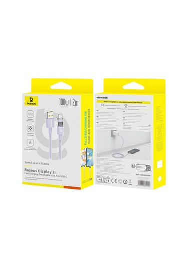 Baseus Display 100w Usb-a - Type-c Hızlı Şarj Kablosu, Uzunluk:2m