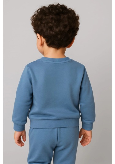 Çocuk Rahat Eşofman Takımı % 100 Pamuk Mavi