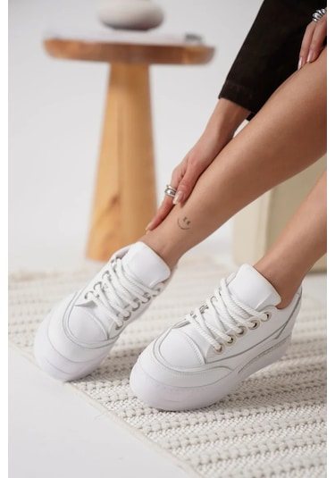 Trendella Beyaz Kadın Gizli Topuklu Sneaker Tr04ms01b