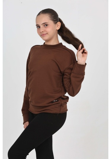 Toontoy Kız Çocuk Happen Nakışlı Sweatshırt Kahve