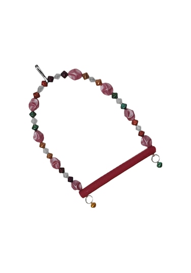 Markapet Boncuklu Ve Tünekli Kuş Salıncağı 10 Cm-14 Cm Bordo