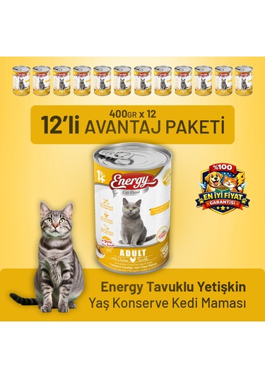 Energy Tavuklu Yetişkin Yaş Kedi Maması 400 G - 12 Adet