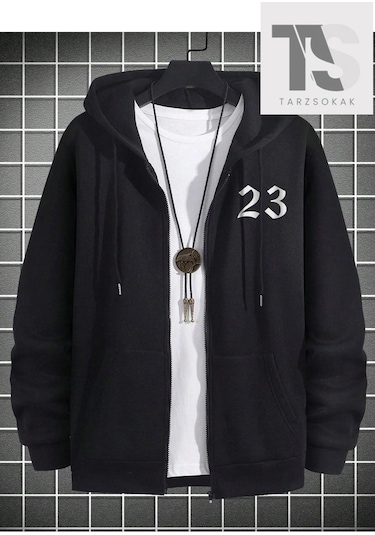 Adrift 23 Logo Sweatshirt Fermuarlı Hırka Siyah