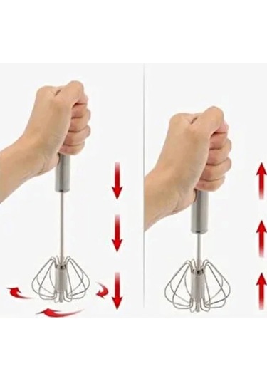 Pratik Paslanmaz Çelik Basmalı Otomatik Çırpıcı Metal Çırpıcı 1 Adet Uzunluk 30cm Renkli