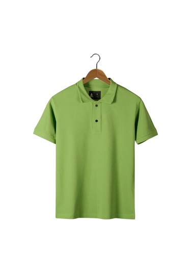 Erkek Çimen Yeşil Slim Fit Polo Yaka T-shirt Çimen Yeşil