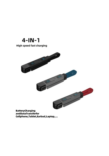 Honeybeeshop 4ü 1 Arada Ultra Hızlı Şarj Kablosu 20 Cm İphone Uyumlu Samsung Xiaomi Usb C İçin Çinko Alaşımlı Veri Kablosu