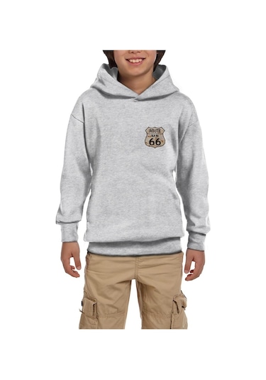 Route Rozet Gri Çocuk Kapşonlu Sweatshirt Gri