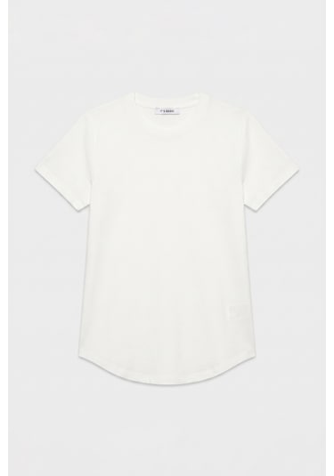 Itsbasic Kadın Beyaz S6-2 Oversize Bisiklet Yaka T-shirt