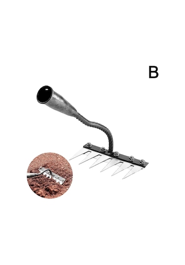 5/6/7/8 Diş Karbon Çelik Bahçe El Tırmık Çiftlik Aracı Ayıklayacaktır Kazıyıcı Tarımsal Tırnak Tırmık Metal Tırmık Bahçe Weedingtool Koyu Gri Cn